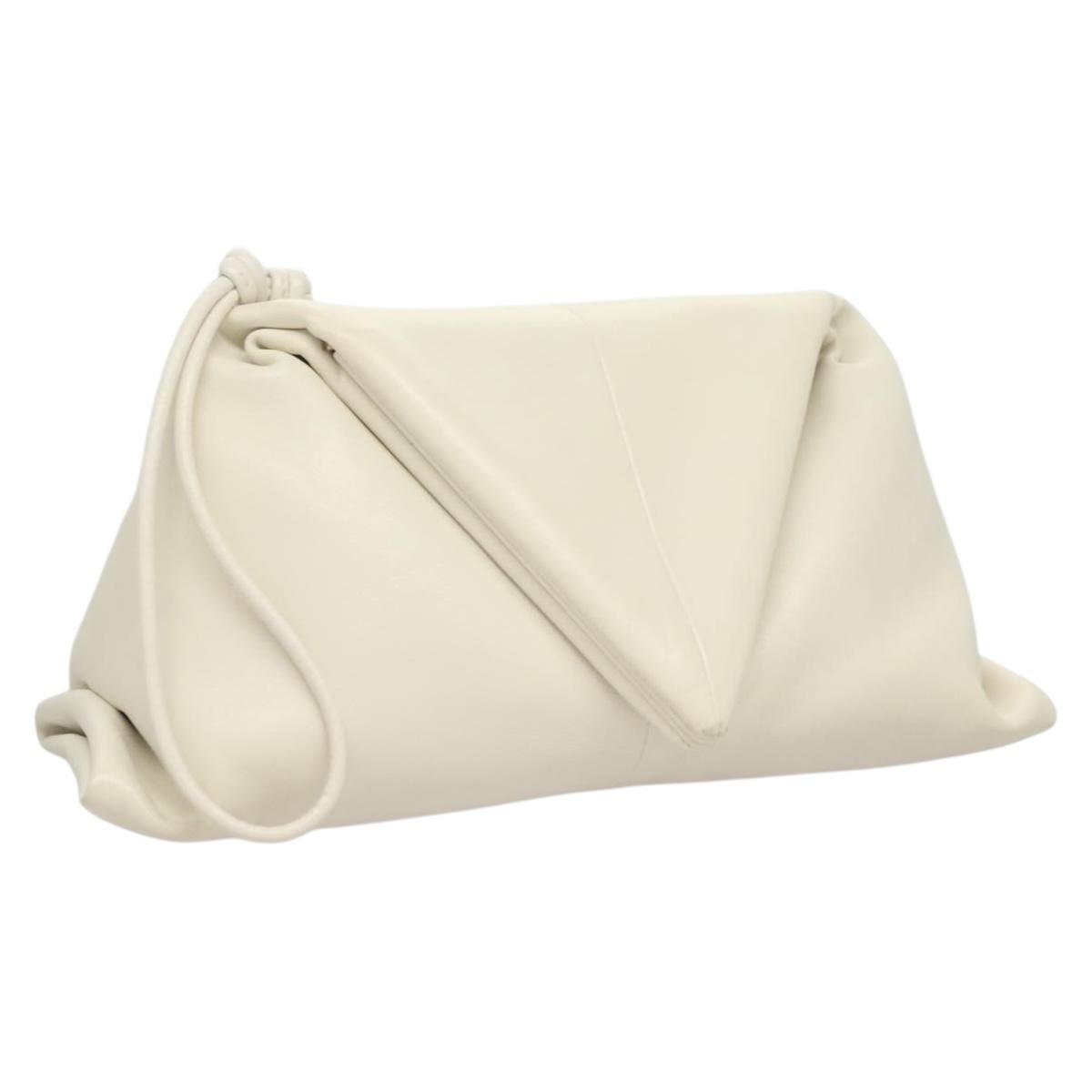Bottega Veneta BV Trine Fold Clutch Leather, WHITE, LEATHER, Clutche & pouche
