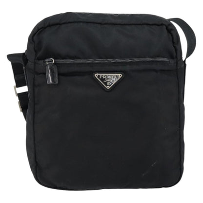 Prada Front Pocket Messenger Bag Tessuto, BLACK, NYLON, Shoulder bag