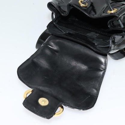Salvatore Ferragamo Gancini Flap Drawstring Backpack Patent leather, BLACK, PATENT_LEATHER, Backpack