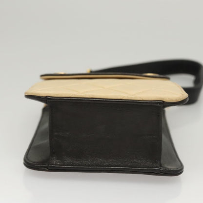 Chanel Vintage Button Waist Bag Quilted Lambskin, BEIGE, LEATHER, Clutche & pouche