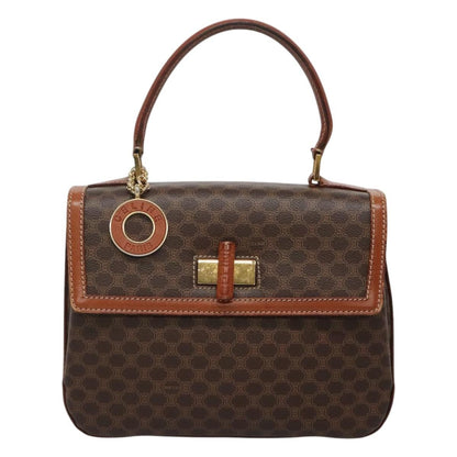 Celine Vintage Convertible Top Handle Bag Macadam Coated Canvas, BROWN, CANVAS, Handbag