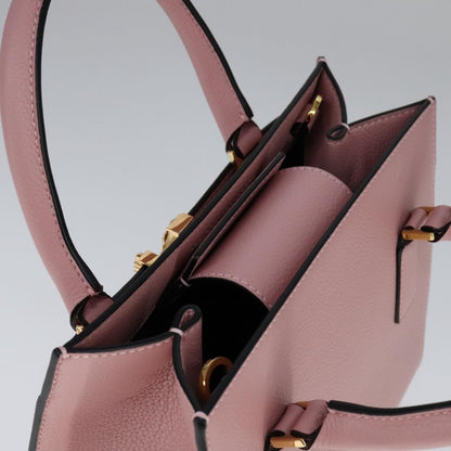 Versace Virtus Front Pocket Tote Leather, PINK, LEATHER, Tote bag