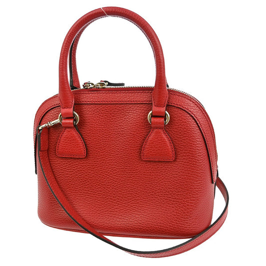 Gucci Convertible Dome Satchel Leather, Red, Leather, Handbag