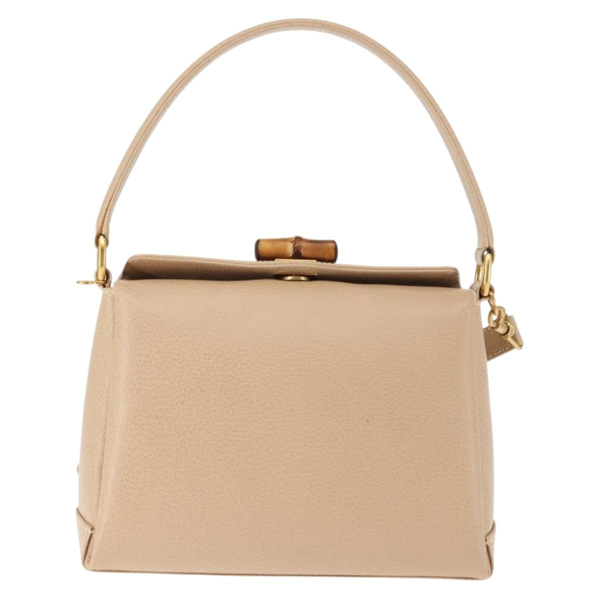 Gucci Vintage Convertible Bamboo Box Crossbody Bag Leather, BEIGE, LEATHER, Crossbody bag