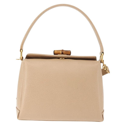 Gucci Vintage Convertible Bamboo Box Crossbody Bag Leather, BEIGE, LEATHER, Crossbody bag