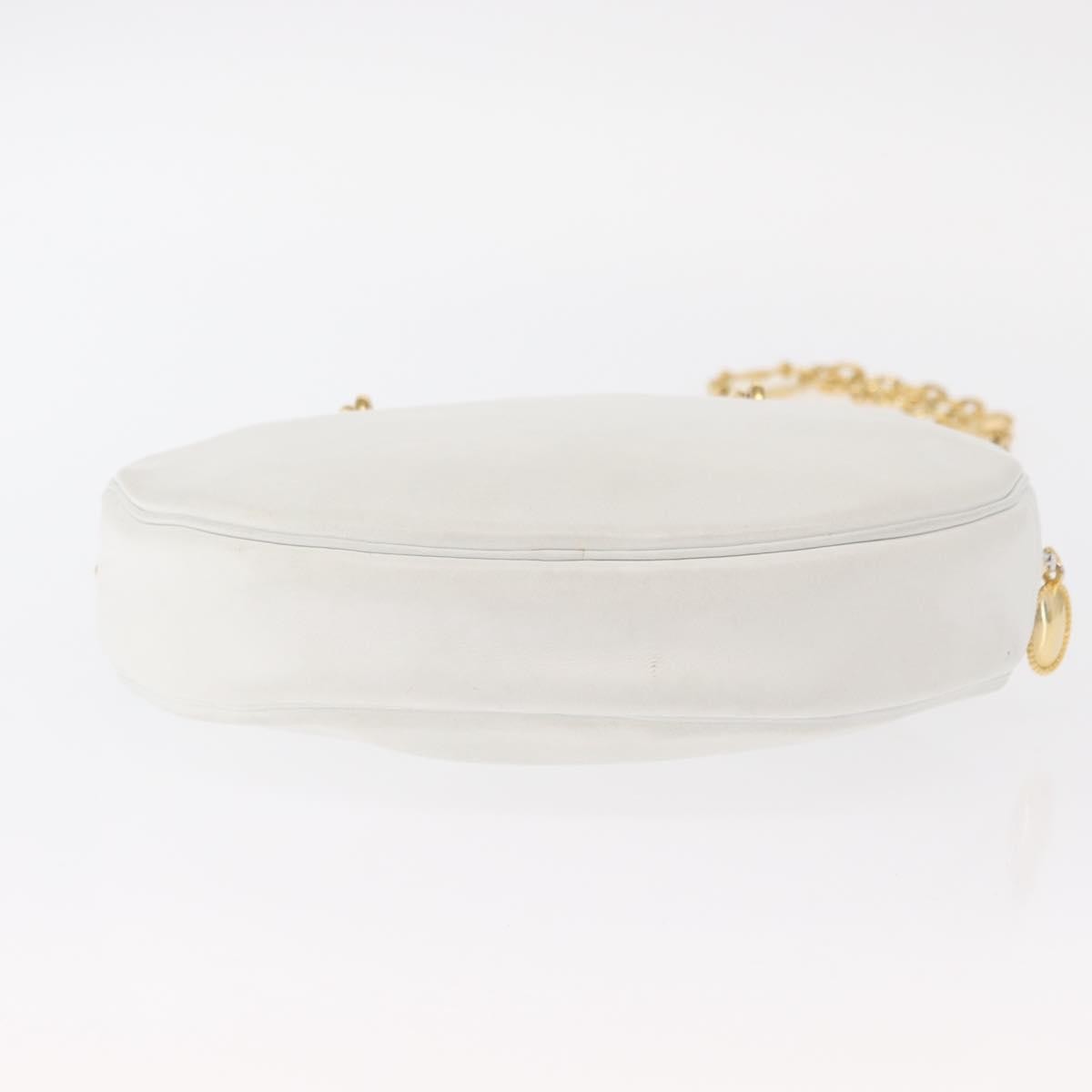 Christian Dior Vintage Zip Shoulder Bag Leather, WHITE, LEATHER, Shoulder bag