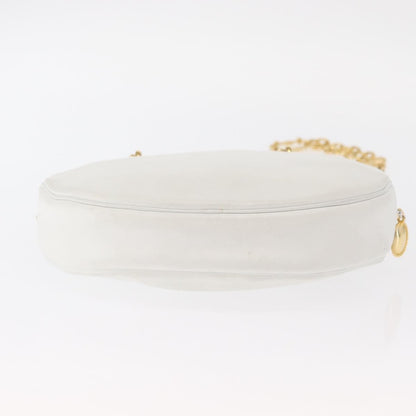 Christian Dior Vintage Zip Shoulder Bag Leather, WHITE, LEATHER, Shoulder bag