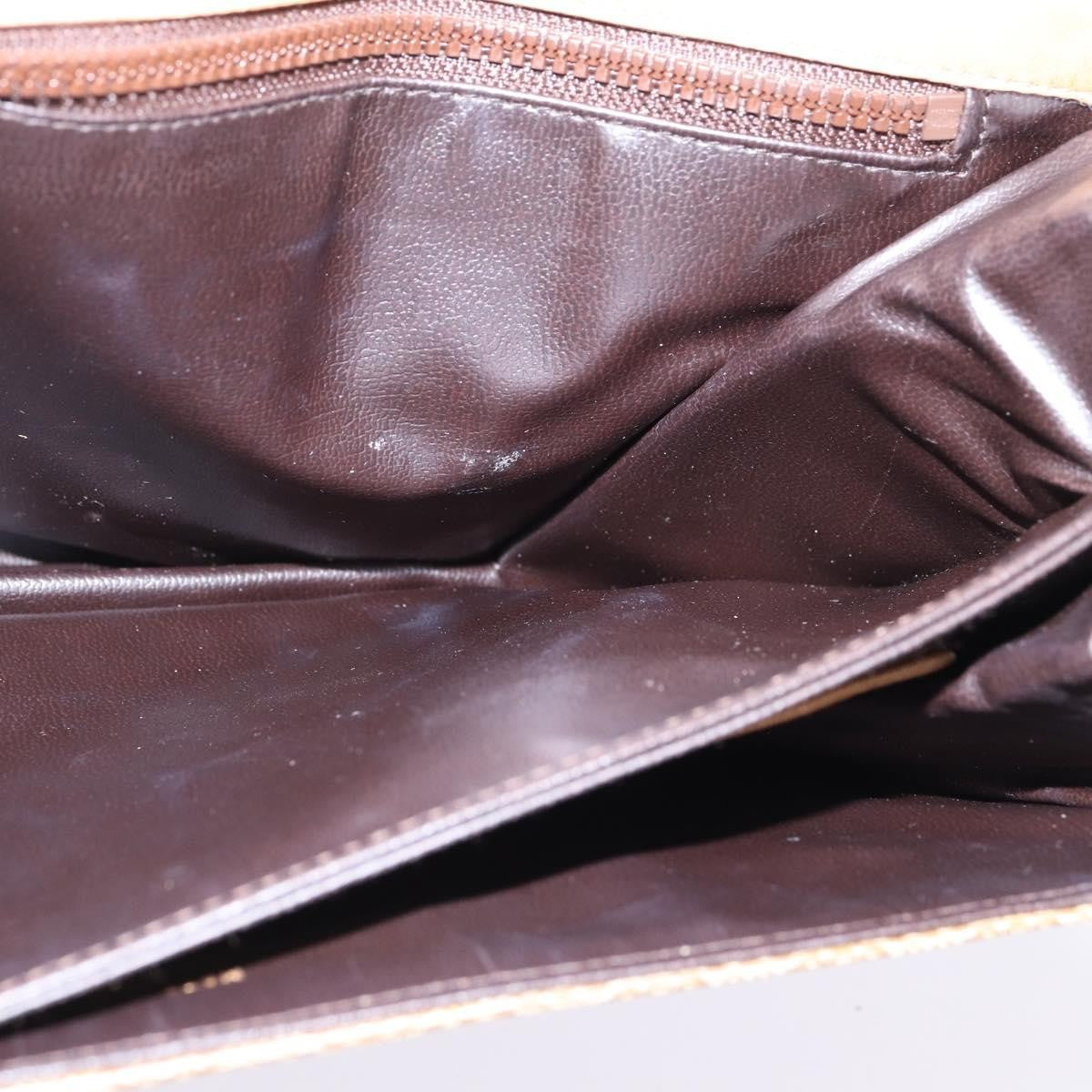 Celine Vintage Macadam Shoulder Bag Canvas and Leather, BEIGE, CANVAS, Shoulder bag