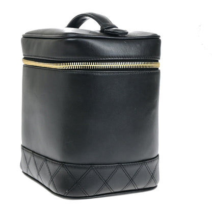 Chanel Vanity pouch Leather, BLACK, LEATHER, Toiletry Case