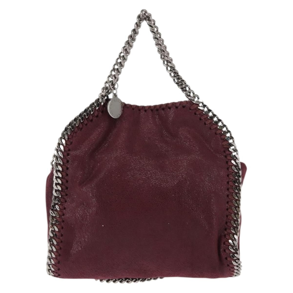 Stella McCartney Falabella Fold Over Crossbody Bag Velvet, BURGUNDY, POLYESTER, Crossbody bag