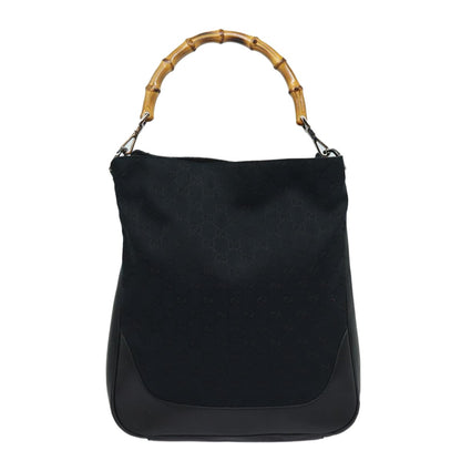Gucci Vintage Bamboo Handle Tote Canvas, BLACK, CANVAS, Tote bag