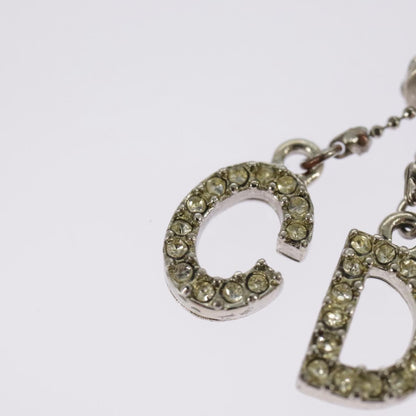 Christian Dior Bow CD Pendant Necklace Metal with Crystal, SILVER, METAL, Necklace