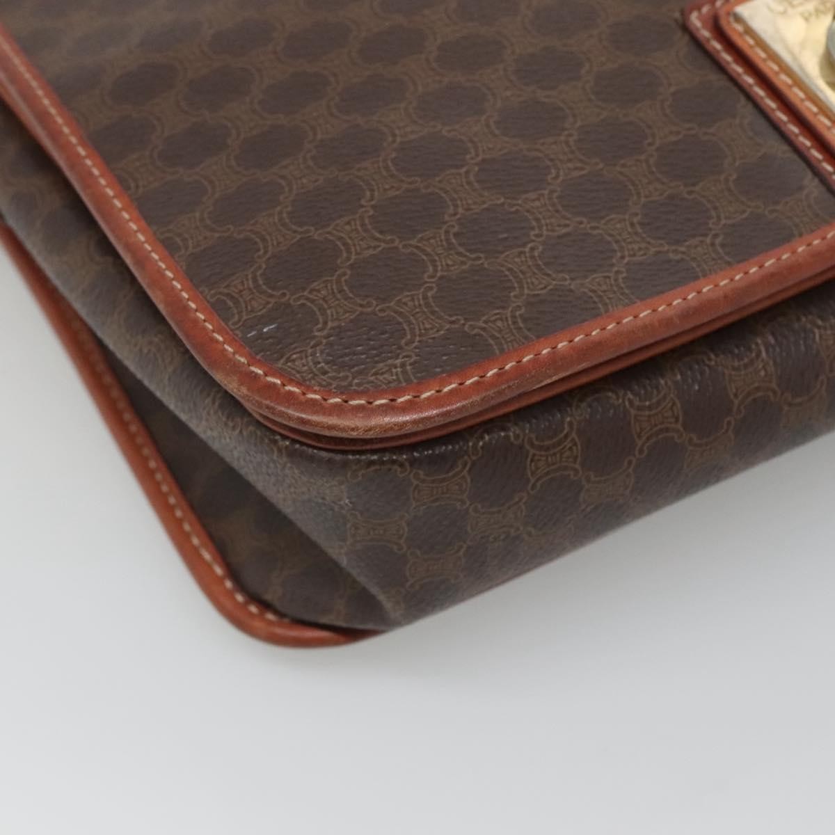 Celine Vintage Macadam Shoulder Bag Canvas, BROWN, PVC, Shoulder bag