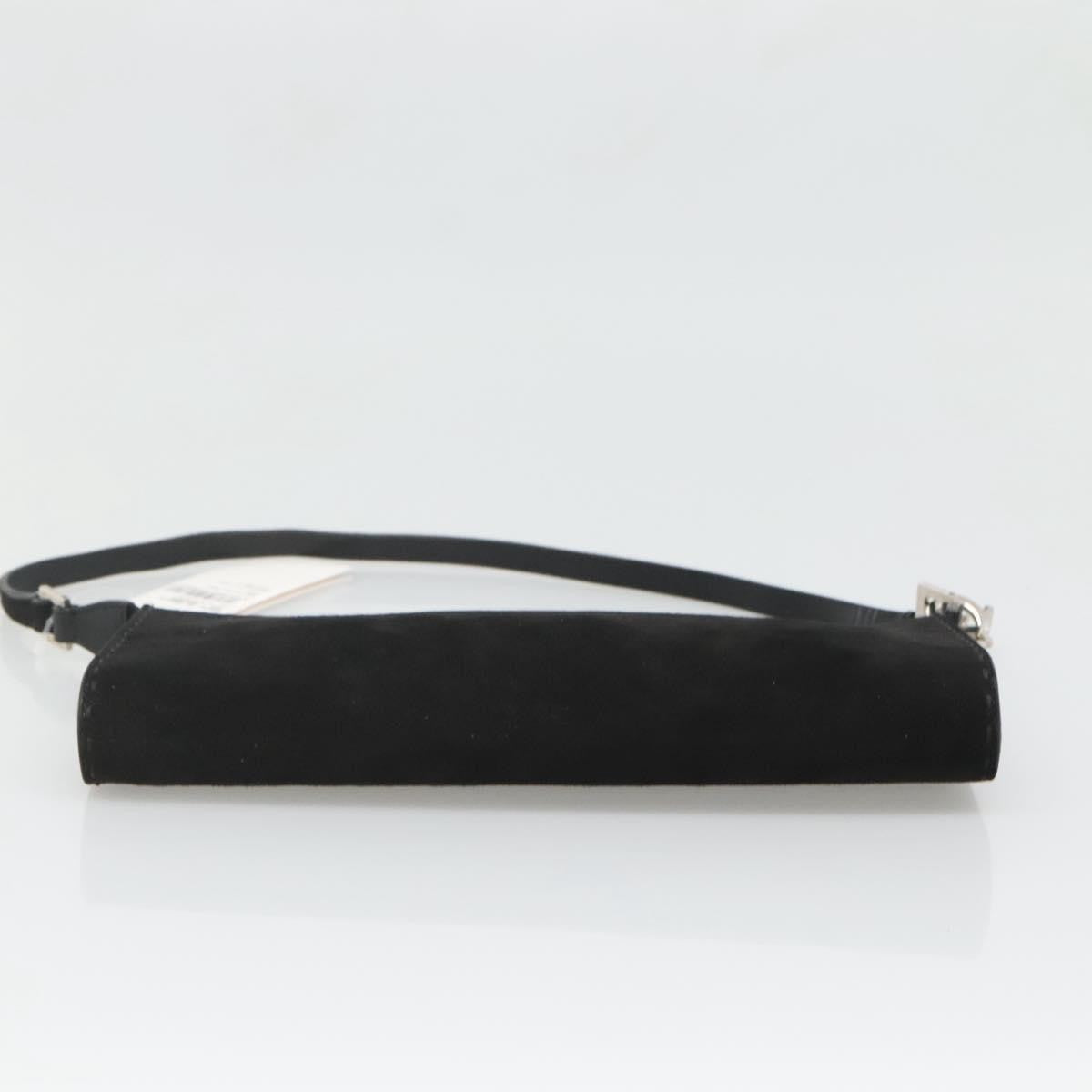 Salvatore Ferragamo Gancini handbag Suede, BLACK, SUEDE, Handbag