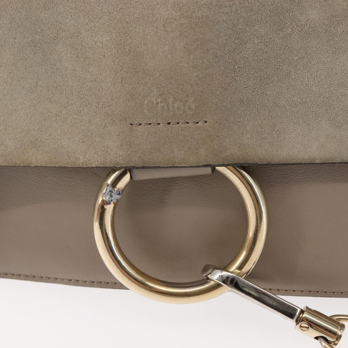 Chloe Faye Shoulder Bag Leather and Suede, BEIGE, SUEDE, Shoulder bag