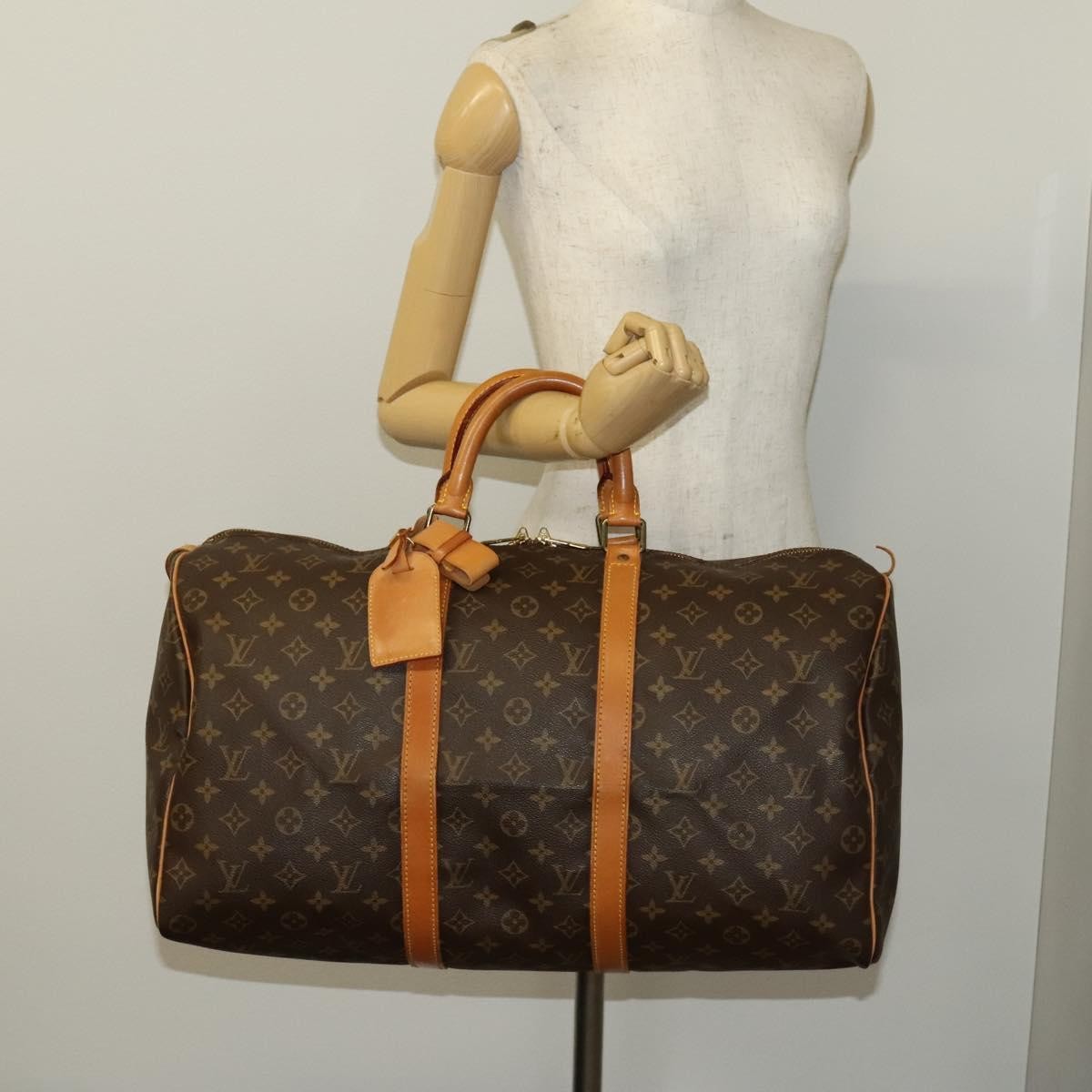 Louis Vuitton Keepall Bag Monogram Canvas, BROWN, CANVAS, Travel bag
