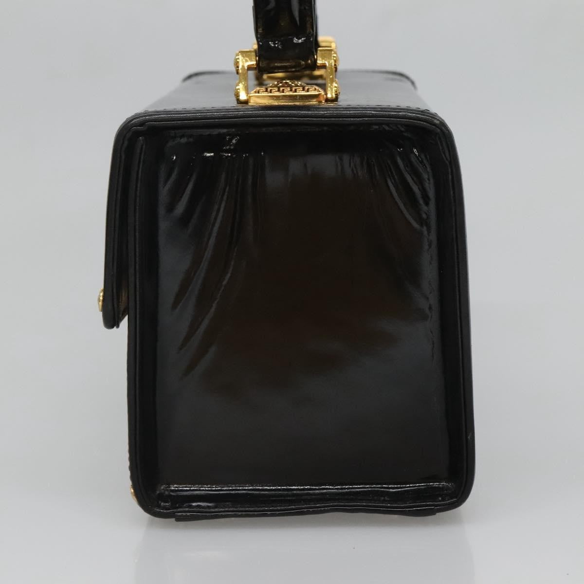 Versace Vintage Box Handle Bag Patent, BLACK, PATENT_LEATHER, Handbag