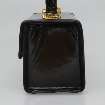 Versace Vintage Box Handle Bag Patent, BLACK, PATENT_LEATHER, Handbag