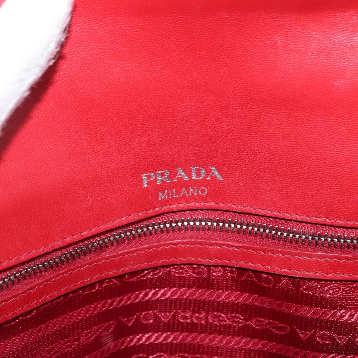 Prada Gaufre Chain Flap Shoulder Bag Nappa Leather, RED, LEATHER, Shoulder bag