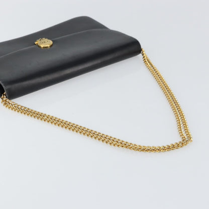 Christian Dior Vintage Chain Flap Shoulder Bag Leather, BLACK, LEATHER, Shoulder bag