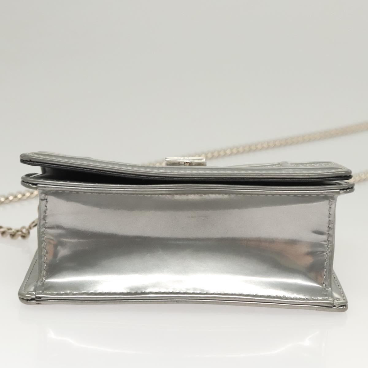 Christian Dior Diorama Wallet on Chain Enamel, SILVER, PATENT_LEATHER, Shoulder bag