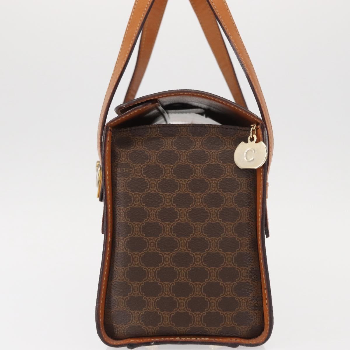 Celine Vintage Macadam Handbag Canvas and Leather, BROWN, CANVAS, Handbag