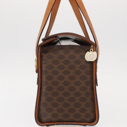 Celine Vintage Macadam Handbag Canvas and Leather, BROWN, CANVAS, Handbag