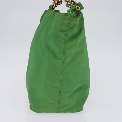 Prada Metal Handles Tote Tessuto, GREEN, NYLON, Tote bag