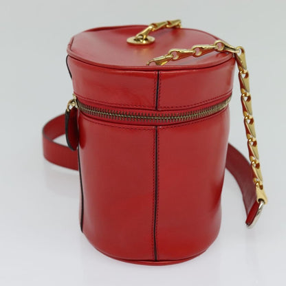 Celine Chain Shoulder Bag Leather, RED, LEATHER, Shoulder bag