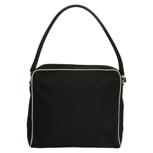 Prada Vintage Shoulder Bag Nylon and Leather, Black, Nylon, Shoulder Bag
