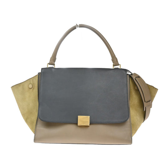Celine Tricolor Trapeze Bag Leather, BEIGE, LEATHER, Shoulder bag