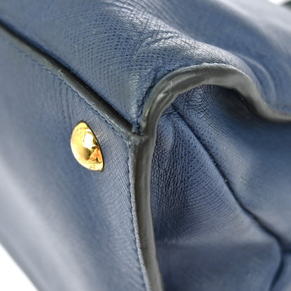 Prada Soft Triple Pocket Convertible Tote Saffiano Leather, BLUE, LEATHER, Tote bag