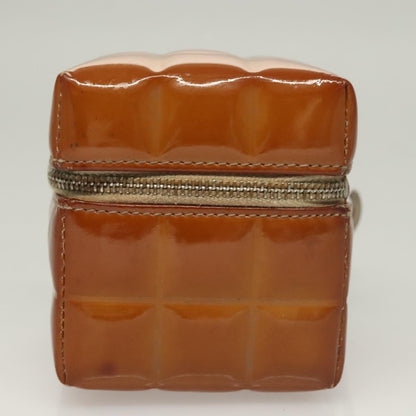 Chanel Rubiks Cube Wristlet Quilted Patent, BROWN, PATENT_LEATHER, Clutche & pouche
