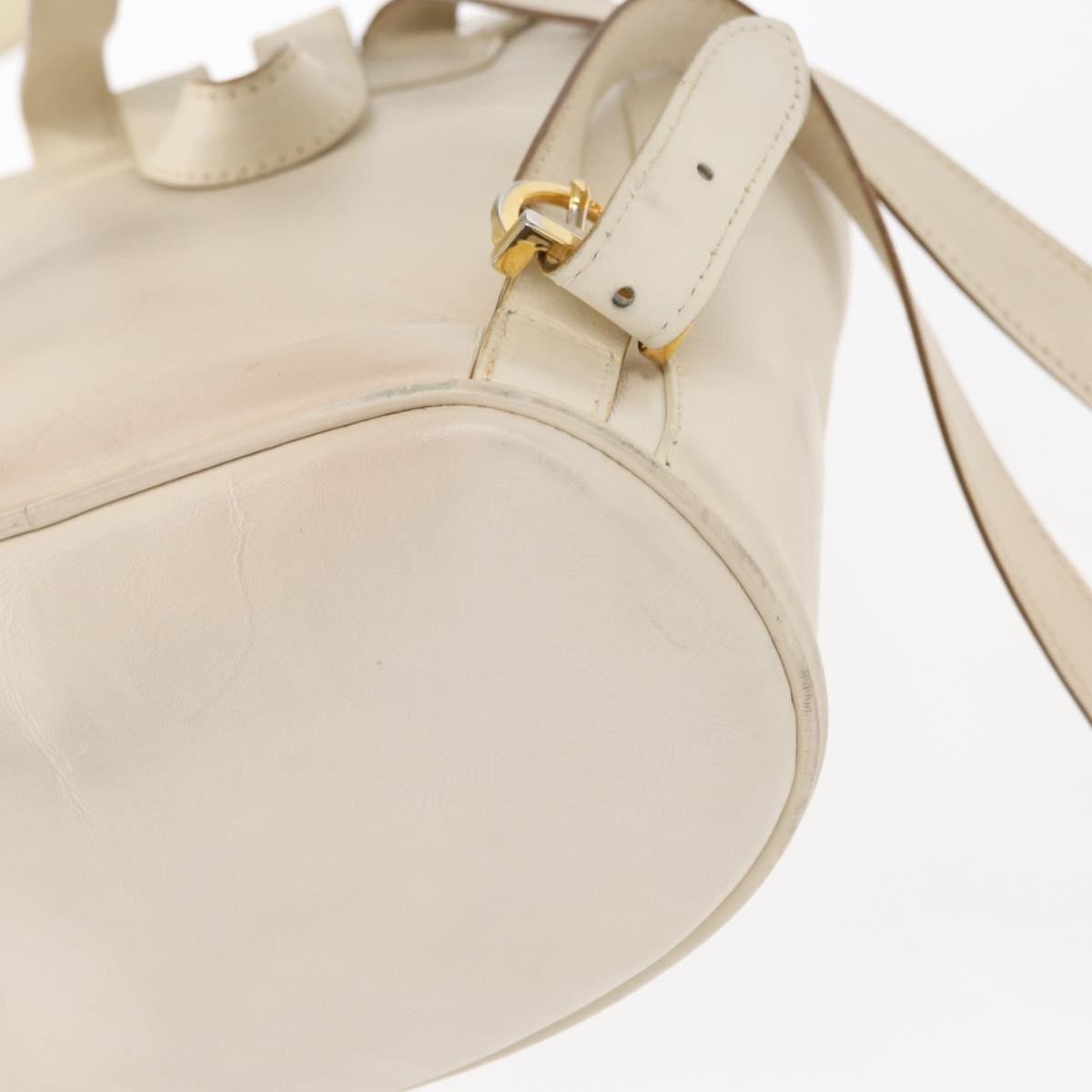 Salvatore Ferragamo Gancini Flap Drawstring Backpack Leather, WHITE, LEATHER, Backpack