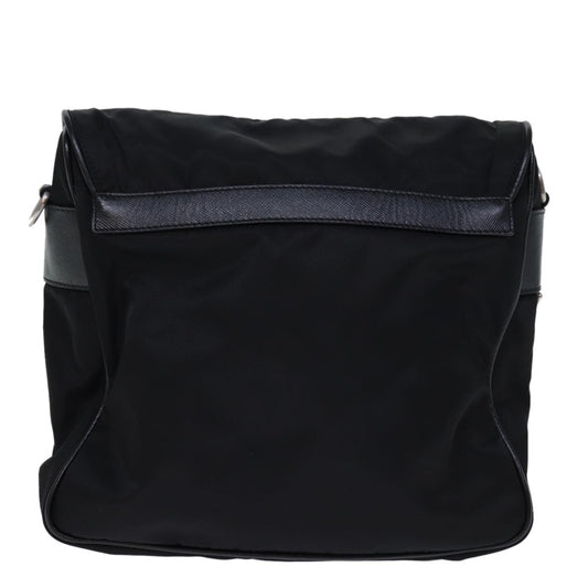 Prada Buckle Messenger Bag Tessuto, BLACK, NYLON, Shoulder bag
