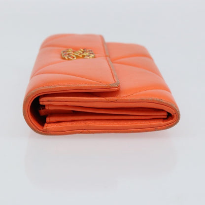 Chanel 19 Flap Wallet Quilted Lambskin, ORANGE, LEATHER, Wallets