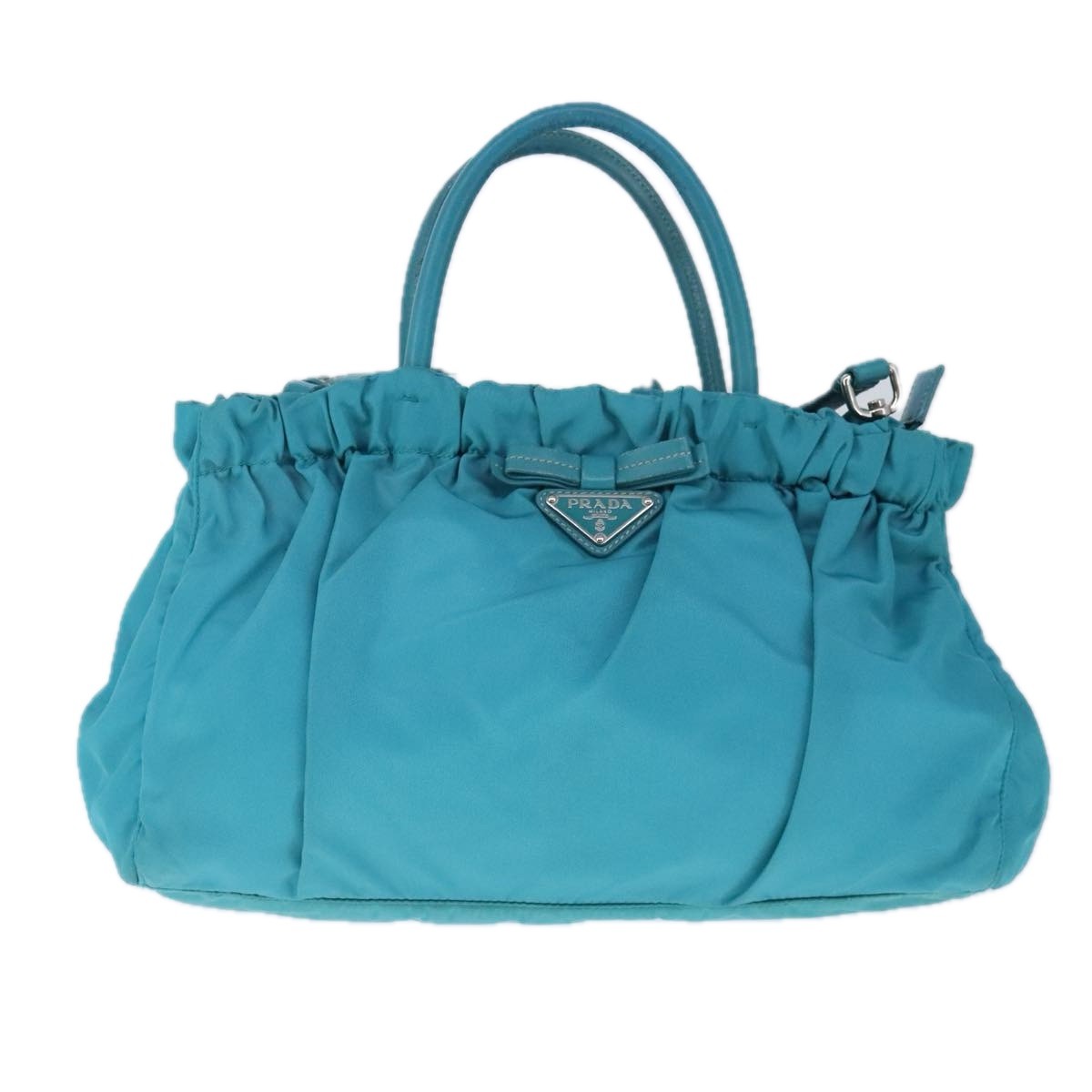 Prada Bow Convertible Tote Tessuto, BLUE, NYLON, Handbag