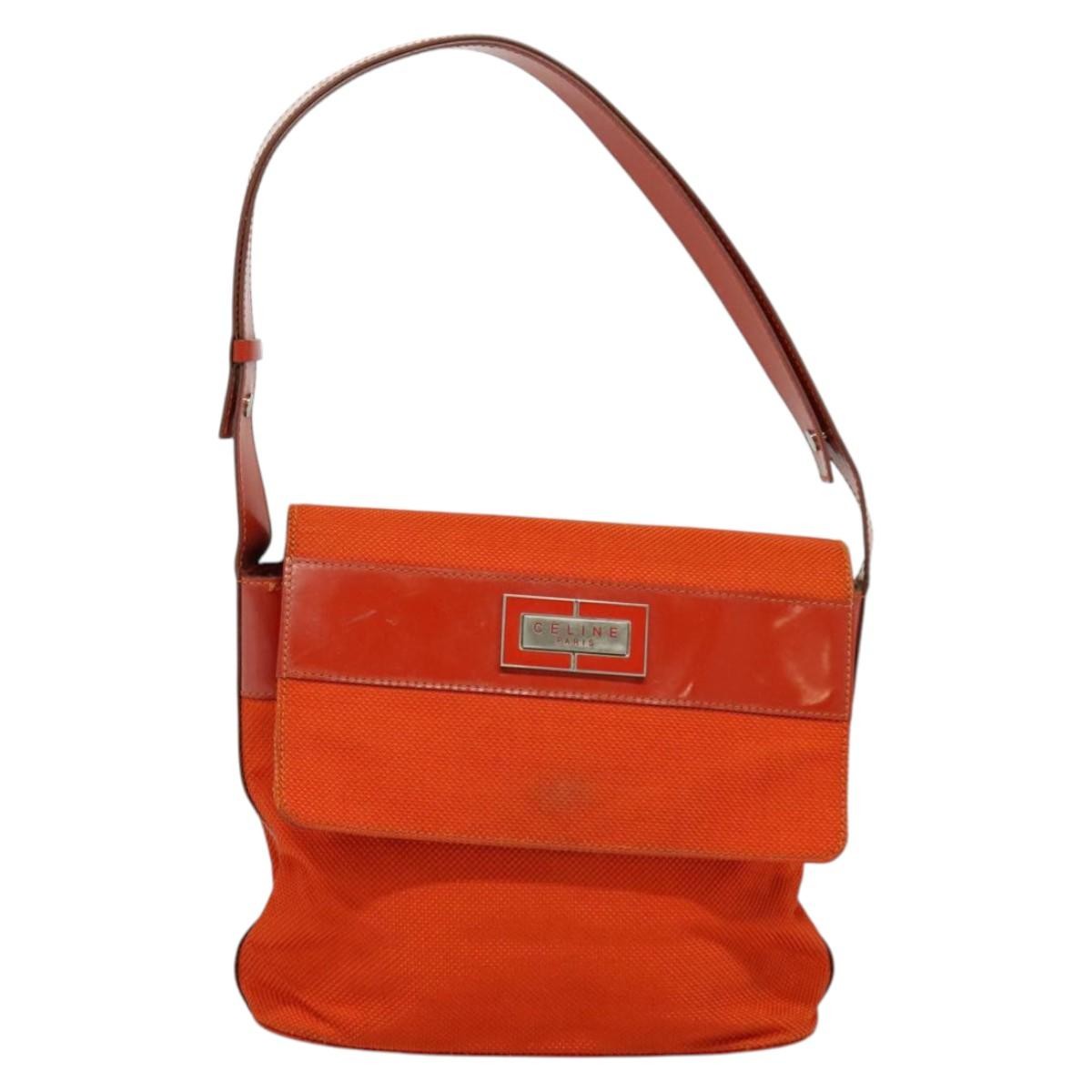 Celine Shoulder Bag Canvas, ORANGE, CANVAS, Shoulder bag