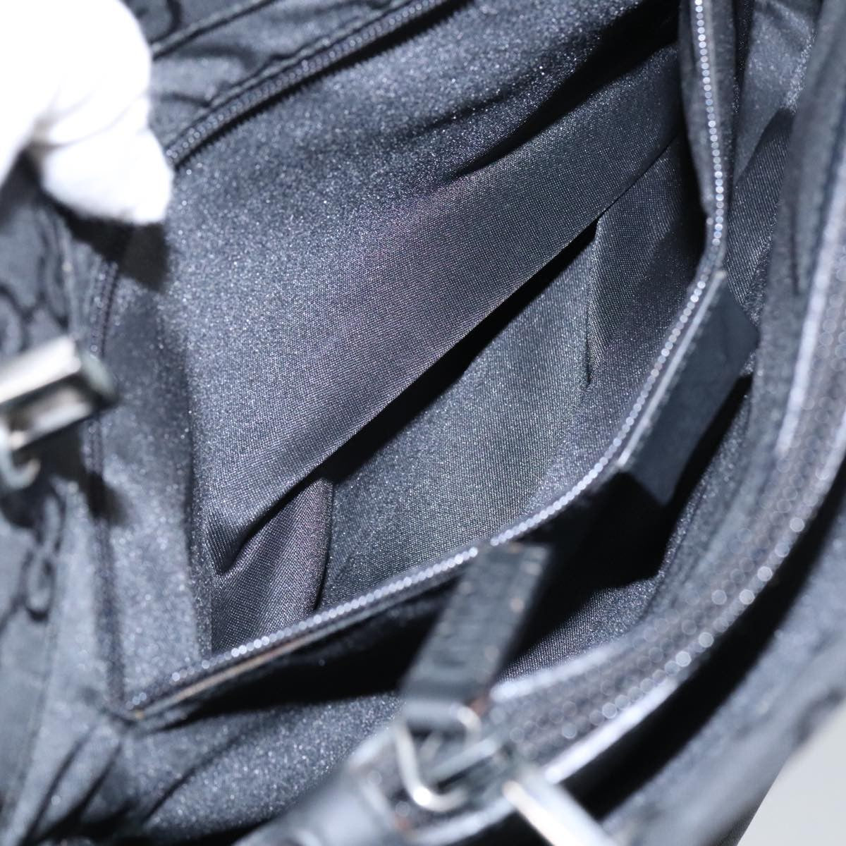 Gucci Vintage Bamboo Handle Tote GG Nylon, BLACK, NYLON, Tote bag
