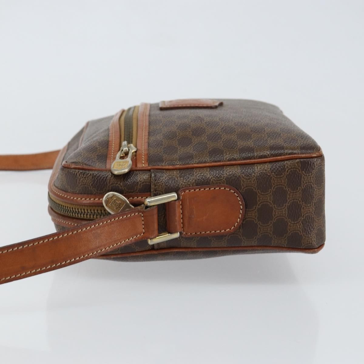 Celine Vintage Macadam Shoulder Bag Canvas and Leather, BROWN, CANVAS, Shoulder bag