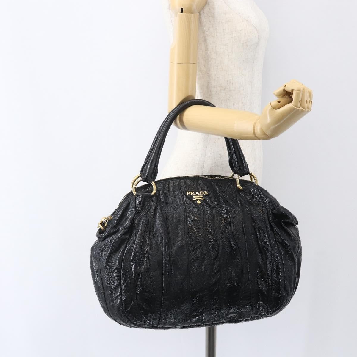 Prada Vintage Handbag Leather, BLACK, LEATHER, Handbag