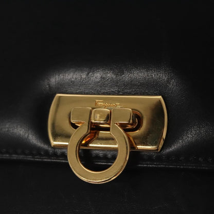 Salvatore Ferragamo Vintage Gancini Flap Crossbody Bag Leather, BLACK, LEATHER, Clutche & pouche