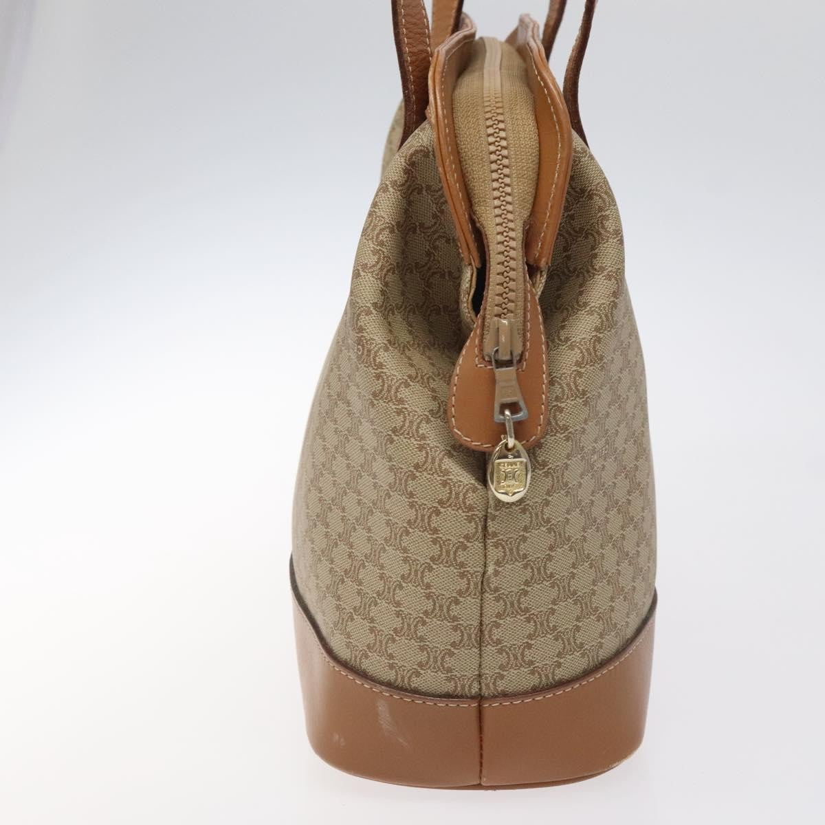 Celine Vintage Macadam Shoulder Bag Canvas and Leather, BEIGE, CANVAS, Shoulder bag