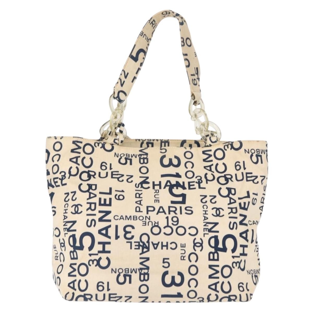 Chanel 31 Rue Cambon Beach Zip Tote Printed Canvas, NAVY, CANVAS, Tote bag