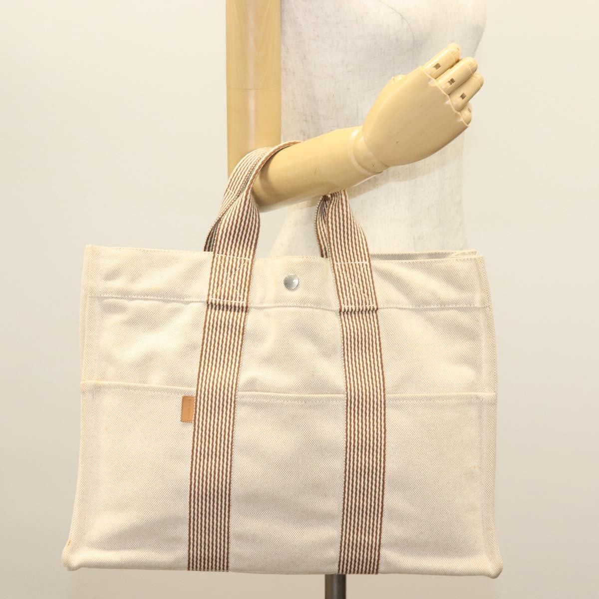 Hermes Fourre Tout Tote Toile, BEIGE, CANVAS, Tote bag