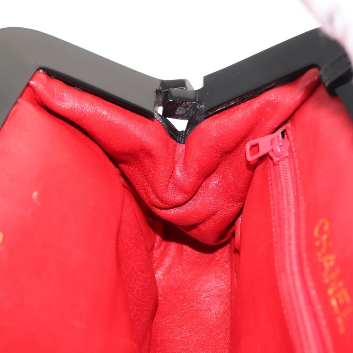 Chanel Vintage Kisslock Frame Bag Pleated Satin, BLACK, SATIN, Shoulder bag