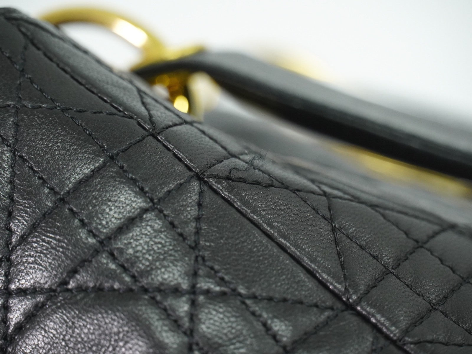 Christian Dior Lady cannage Matelassé, BLACK, LEATHER, Handbag