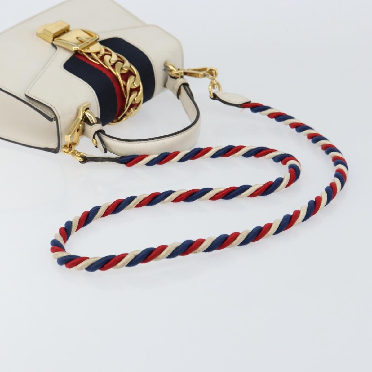 Gucci Sylvie Top Handle Bag Leather, WHITE, LEATHER, Handbag