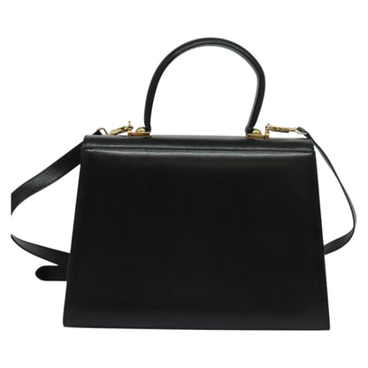Salvatore Ferragamo Gancini Convertible Top Handle Bag Leather, BLACK, LEATHER, Handbag
