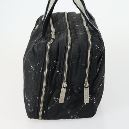 Chanel Travel Line Boston Bag Printed Nylon, BLACK, NYLON, Handbag